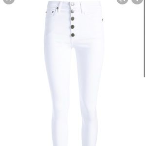 Alice + Olivia- Exposed Button White Denim Jeans